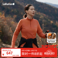 乐飞叶 户外徒步保暖长袖T恤女 百搭半拉链休闲运动上衣LFTS6CL60 灼风橙DO XL (42)175/92A
