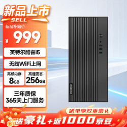 世纪之星 高性能台式电脑主机（酷睿i5强芯 8G 256GSSD WiFi）商用办公生产力 教育学习