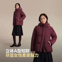 波司登 90绒加厚脱卸帽 梅洛酒红 XS 女士羽绒服