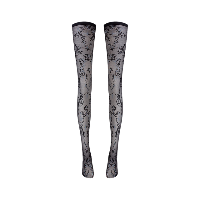 绫 花漾琉光3D双色提花丝袜 黑色 均码