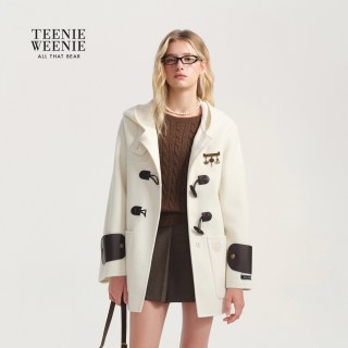 TEENIE WEENIE TeenieWeenie小熊牛角扣毛呢大衣女羊毛羊绒26秋冬复古学院外套