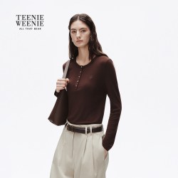 TEENIE WEENIE TeenieWeenie小熊T恤女天丝莱赛尔混纺26秋新款休闲亨利领打底衫