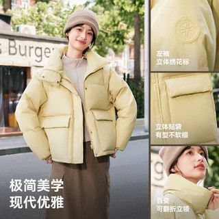 雪中飞 女士短款直筒立领羽绒服 多彩