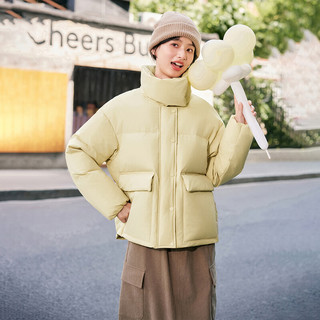 雪中飞 女士短款直筒立领羽绒服 多彩
