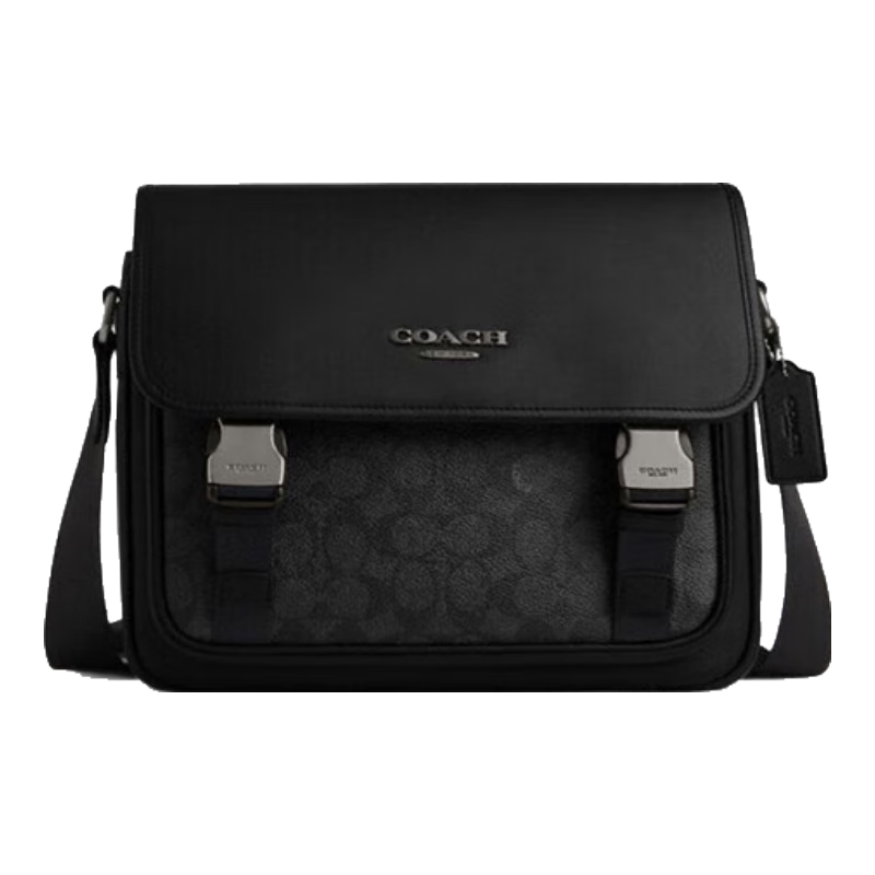 COACH 蔻驰 RACER 28 男士信使包斜挎单肩包 CT716 炭黑色/黑色