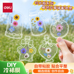 得力 新款趣味透明书签瓶子花朵立体冷裱膜 干花手工材料送儿童学生DIY作业材料春夏秋冬四季植物标本卡