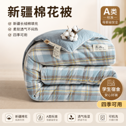 星寇 A类水洗棉新疆棉花被 绅士格 100x150cm