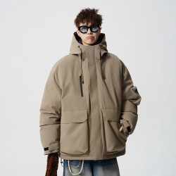 雪中飞 新款工装风连帽羽绒服防寒鸭绒男款宽松保暖户外休闲外套