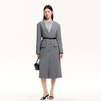 VERO MODA 秋V领单排扣长款直筒风衣气质通勤高级感风衣女