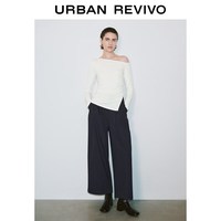 URBAN REVIVO UWG460135 斜肩领修身长袖T恤