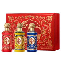 红星 二锅头 钰玺 清香型纯粮白酒 53度 100ml*3瓶 礼盒装 中秋节礼品