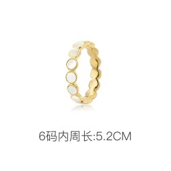 AIR-HORIZON 天然贝壳戒指 6码-天然白母贝-铜厚度14k金 J00071