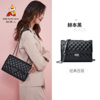 稻草人 真皮牛皮 女士单肩包