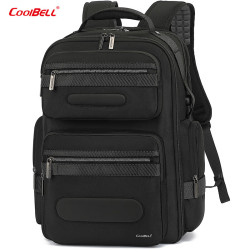 coolbell COOL BELL新款双肩背包高端男士电脑包欧美风经典商务背包休闲背包 黑色8278