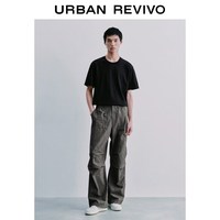 URBAN REVIVO UMM460033 字母刺绣棉质T恤 黑色 XS