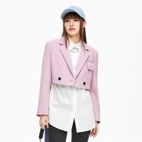 A21 女装学院风合体短款小西服新品减龄长袖休闲西装
