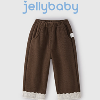 jellybaby 女童花边针织长裤 咖色