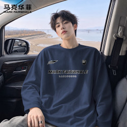 马克华菲 100%纯棉长袖T恤0男士 -藏青#JMK美式马克 多色可选