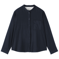 MUJI 女式法兰绒立领长袖衬衫 深藏青色 XL