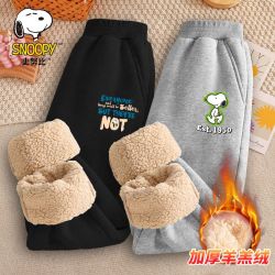史努比 童装冬季男女童新款羊羔绒卫裤中大童时尚百搭加绒保暖裤子