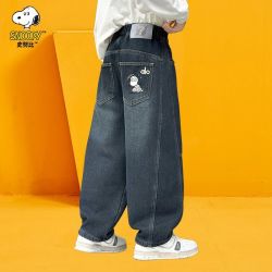 史努比 秋季儿童牛仔裤秋冬2026新款加绒加厚男童裤中大童男孩长裤