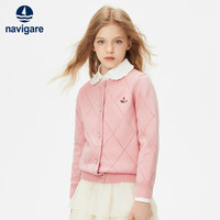 navigare 女童秋季毛衣 镂空菱形浅粉