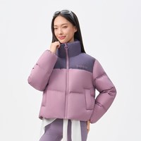 千仞岗 2025冬季短款拼色立领宽松保暖羽绒服 175