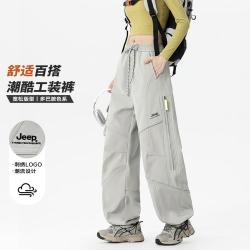 吉普 户外运动登山裤男女同款春秋季百搭机能风工装骑行长裤