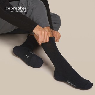 icebreaker 美利奴羊毛 男款轻薄中筒袜 黑色 L