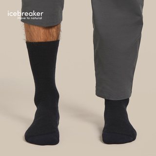 icebreaker 美利奴羊毛 男款轻薄中筒袜 黑色 L