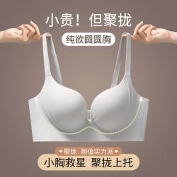 都市丽人 小胸显大不空杯！聚拢防下垂提拉收副乳无钢圈无痕内衣女薄杯文胸