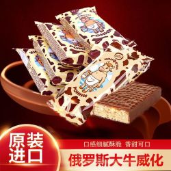 康吉 俄罗斯原装进口KONTI巧克力威化饼干年货牛奶味夹心饼干零食260g