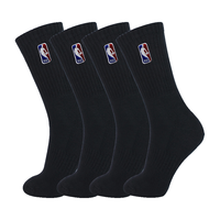 NBA N5AS2002M-B 毛巾底精梳棉 黑色2双 长筒运动袜