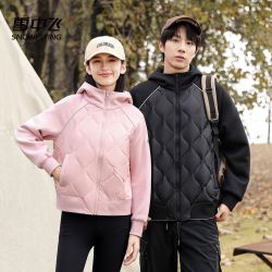 雪中飞 鹅绒轻薄短款羽绒服男秋冬女同款连帽保暖外套