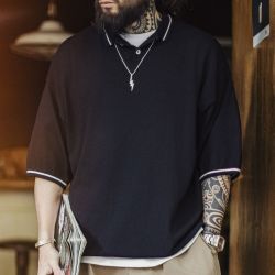 马登 美式机能条纹Polo衫 黑色 男士短袖T恤