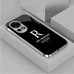 适用华为Nova12Ultra手机壳简约字母R高档裸机手感电镀银玻璃