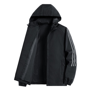 新款潮流休闲外套加绒加厚防水保暖连帽棉服宽松户外男装防风衣