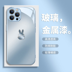 适用于苹果/华为/小米/oppo/vivo爆款可爱兔网红电镀玻璃手机壳
