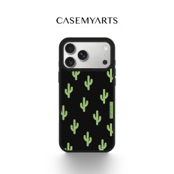 CASEMYARTS黑色仙人掌轻薄防摔磁吸手机壳适用苹果17/16/Pro/Max
