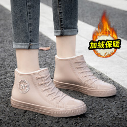 雨鞋女款时尚款外穿短筒干活胶鞋防滑防水鞋加绒保暖学生雨靴水鞋