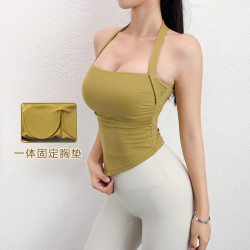 九麦一品 挂脖背心式运动内衣收副乳性感专业运动跑步瑜伽文胸外穿透气美背