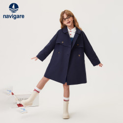 navigare 女童时尚风衣 深蓝