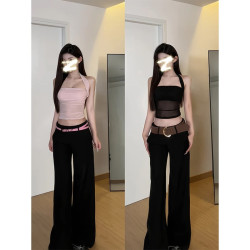 梦优莱纯欲辣妹网纱烫钻小众设计感背心吊带女夏季新款显瘦小上衣