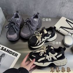 有意思思女鞋‘薰衣草’加绒时尚百搭网面鞋子新款厚底老爹鞋女款