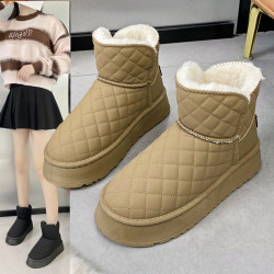 加绒加厚雪地靴女短靴2025冬季新款平底棉鞋保暖鞋女鞋皮毛一体秋