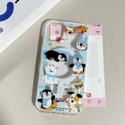 可爱围巾企鹅高透手机壳适用苹果16Pro/15/14防摔