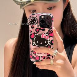 辣妹粉豹纹kt猫冰川壳适用于苹果/华为/oppo/vivo/小米大孔防摔壳