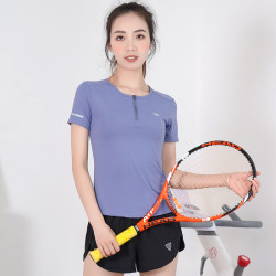 夏季健身衣女新款半拉链运动短袖专业速干显瘦瑜伽训练服户外跑步