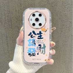 适用(荣耀Magic3手机壳)镜面奶油壳公主请发财个性创意保护套