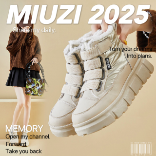 谬姿 MIUZI/谬姿日系冬季增高加绒马丁靴女潮休闲百搭厚底复古切尔西鞋